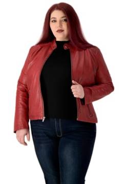 URBAN 5884 Damen Lederjacke RILEY, Echtes Lammfell Jacke für Plus Size Langlebig und weich im Griff, Rot, 48 von URBAN 5884