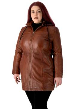 URBAN 5884 Damen Lederjacke für Übergrößen KATE, Mantel für die kurvige Figur aus echtem Lammfell, strapazierfähige Lederjacke, geeignet für die Zwischensaison, Cognac, 52 von URBAN 5884