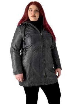 URBAN 5884 Damen Lederjacke für Übergrößen KATE, Mantel für die kurvige Figur aus echtem Lammfell, strapazierfähige Lederjacke, geeignet für die Zwischensaison, Grau, 54 von URBAN 5884