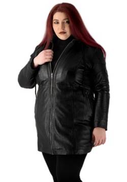 URBAN 5884 Damen Lederjacke für Übergrößen KATE, Mantel für die kurvige Figur aus echtem Lammfell, strapazierfähige Lederjacke, geeignet für die Zwischensaison, Schwarz, 44 von URBAN 5884