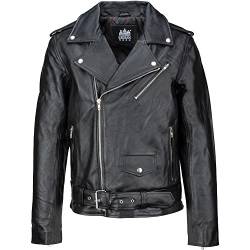 URBAN 5884 Herren Lederjacke Perfecto, Weiches und Strapazierfähiges echtes Rindsleder, Biker Style Herrenjacke, Schwarz, 3XL von URBAN 5884