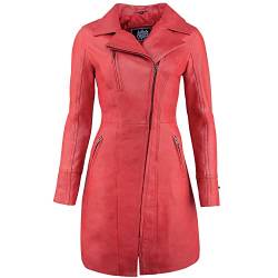 URBAN 5884 JANICE Ladies | Frauen Lederjacke | Elegante Jacke aus weichem Lammfell für Damen, Langes Modell |Rot |6XL von URBAN 5884