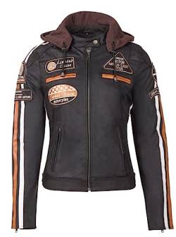 URBAN 5884 Motorradjacke Damen Mit Protektoren 58-BIKER, Damenjacke aus Lammleder, Protektoren für Rücken, Schultern und Ellenbogen, Dunkelbraun, 5XL von URBAN 5884