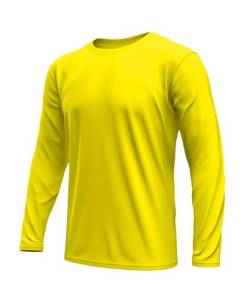 URBAN BUCK Herren Neon Athletic Shirts Langarm Regular Fit Hohe Sichtbarkeit Schnell Trocken Workout Männer T-Shirt, Neon - Lange Ärmel Gelb, X-Groß von URBAN BUCK