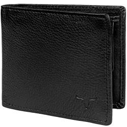 URBAN FOREST Geldbeutel Männer Leder schwarz | Herren Geldbörse aus Nappa Leder mit RFID Schutz | Portemonnaie Damen Brieftasche Wallet Portmonee | Querformat Portemonnaie schwarz von URBAN FOREST