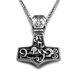 URBANTIMBER Massive Edelstahl Wikinger Halskette Thor's Hammer mit keltischen Knoten von URBANTIMBER
