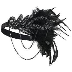 20er-Jahre-Feder-Stirnband Feder-Stirnband Fascinator-Stirnband Flapper-Stirnband 20er-Jahre-Haarschmuck mit Kristallperlen 1920er-Jahre-Stil Braut-Stirnband von URFEDA