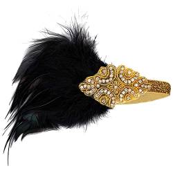 20er-Jahre-Feder-Stirnband Feder-Stirnband Fascinator-Stirnband Flapper-Stirnband 20er-Jahre-Haarschmuck mit Kristallperlen 1920er-Jahre-Stil Braut-Stirnband von URFEDA