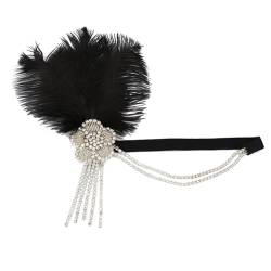 20er-Jahre-Kostümzubehör Vintage-Feder-Stirnband Feder-Stirnband Fascinator-Stirnband Fascinator Flapper-Stirnband mit Kristall für Damen Party Kunst Dekoration Schwarz von URFEDA