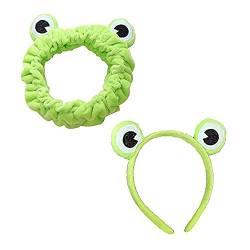 Frosch-Stirnband, grüner Frosch, Spa, Stirnband, Make-up, Haarband, elastisch, breit, elastisch, für Gesicht, Dusche, Sport, Yoga, Schönheitspflege von URFEDA