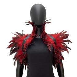 Gothic Schwarz Feder Cape Stola Shrug, Damen Natural Feather Schal Damen Halloween Cosplay Feder Epaulet Shrug Schultergurt Umhänge, Federkragen Kostüm Damen Gothic Feder Cape Verkleidung von URFEDA