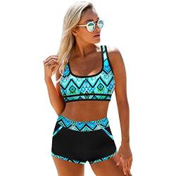 URFEDA Bikini Set Damen Zweiteilige High Waist Bikini Bikinihose Schwimmbikini Sport Zweiteiliger Badeanzug Gepolstertes Swimsuit Bademode Strandkleidung Bustier Schwimmbad Pool Bikinis for Women, S von URFEDA