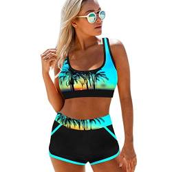 URFEDA Bikini Set Damen Zweiteilige High Waist Bikini Bikinihose Schwimmbikini Sport Zweiteiliger Badeanzug Gepolstertes Swimsuit Bademode Strandkleidung Bustier Schwimmbad Pool Bikinis for Women, XL von URFEDA