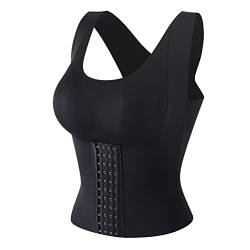 URFEDA Damen Korsage Korsett 4-in-1 Waist Buttoned Bra Shapewear Cincher Taillenmieder Bauchweg Shaping Bodysuit Formende Bodys Taille Geknöpfter BH Geschenke für Frauen Schwarz L, HYDS03-02138 von URFEDA