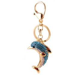 URFEDA Delphin Schlüsselbund, funkelnder Schlüsselring Modischer Metallschlüsselbund Bling Schlüsselring Strass Tasche Geldbörse Anhänger Schlüsselkette Ozean Schlüsselanhänger Schlüsselhalter von URFEDA