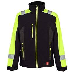 URG Softshell Arbeitsjacke Wasserdicht Winterjacke Warnjacke Fleecefutter Schwarz Gelb (GL-8364) (XL) von URG