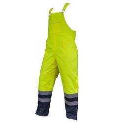 URG Winter Arbeitslatzhose Sicherheitshose Warnhose Latzhose Thermo Warm wasserdicht(HSV-Yellow) (2XL) von URG