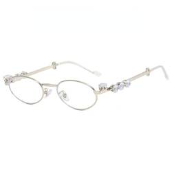 URKITTY Y2k Brillen, Diamantbrille, Y2k-Zubehör, Designer-Sonnenbrille, Damen, Mädchen, ästhetische Y2K-Sonnenbrille, Y2k-Schmuck, silber, Einheitsgröße von URKITTY