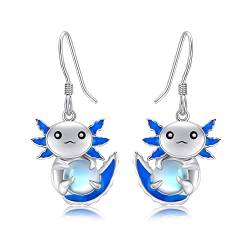 Axolotl-Ohrringe Sterlingsilber Blau Axolotl-Ohrringe mit Mondstein süße Tierohrringe Schmuck Geschenke für Frauen und Mädchen von URONE