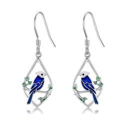 Blue Jay Ohrringe 925er Sterling Silber Blau Vogel Ohrhänger Tier Schmuck Geschenke für Frauen Mädchen von URONE