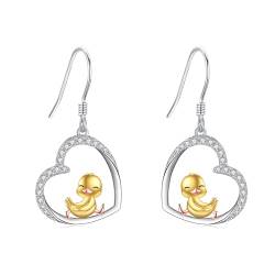 Ente Ohrringe Sterling Silber Entenherz-Baumelohrringe Tier Ente Schmuck Geschenke für Frauen Mädchen von URONE