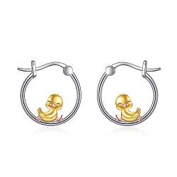 Enten-Ohrringe Sterling-Silber Enten-Creolen süße Tier-Enten-Schmuck Geschenke für Frauen und Mädchen von URONE