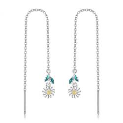 Gänseblümchen-Ohrringe Sterlingsilber Gänseblümchen lange Kette Tropfenohrringe Schmuck Geschenke für Frauen von URONE