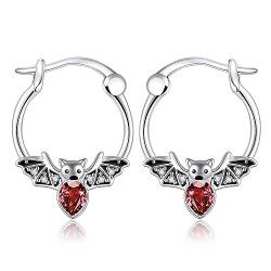 Gothic Bat Hoop Earrings für Frauen 925 Sterling Silber Halloween Fledermaus Ohrringe Halloween Goth Schmuck für Frauen Männer Mädchen von URONE