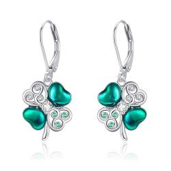 Kleeblatt-Ohrringe Sterlingsilber vierblättriges Kleeblatt Baumelnde Ohrringe St. Patricks Day Schmuck Geschenke für Frauen von URONE