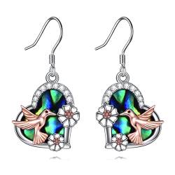 Kolibri-Ohrringe Sterlingsilber Kolibri-Blumen-Ohrringe zierlicher Vogel Schmuck Geschenke für Frauen und Mädchen von URONE