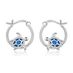 Meeresschildkröte Ohrringe für Frauen 925 Sterling Silber Niedlich Ozean Hoop Ohrringe mit Opal Hypoallergene Meeresschildkröte Schmuck Geschenk für Frauen Mädchen von URONE