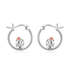 Meerschweinchen-Ohrringe Sterlingsilber Meerschweinchen Rose, Blumen-Creolen niedlicher Tierschmuck Geschenke für Frauen und Mädchen von URONE