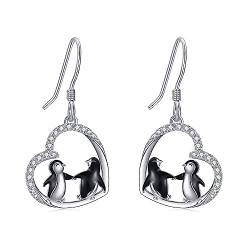 Pinguin-Ohrringe aus Sterlingsilber Pinguin-Herz-Ohrhänger Pinguin-Schmuck Geschenke für Frauen und Mädchen ​ von URONE