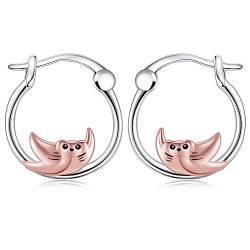 Rochen-Ohrringe Sterling-Silber Mantarochen Rochen-Creolen Ozean-Tier-Schmuck Geschenke für Frauen ​​ von URONE