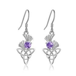 Schottische Distel Ohrringe Sterling Silber Distel Keltischer Knoten Ohrringe Schottische Blume Muttertag Schmuck Geschenke für Frauen Mädchen von URONE