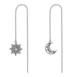 Sonne Mond Ohrringe für Damen aus Sterlingsilber Sonne-Mond-Einfädler Langkettige Ohrringe Boho Wiccan Schmuck Geschenke für Mädchen von URONE
