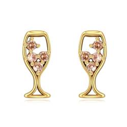 URONE Champagner Ohrringe 925 Sterling Silber Ohrstecker Weinglas für Damen Champagner Schmuck Geschenk für Frauen Mädchen von URONE