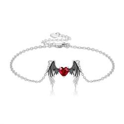 URONE Engel Teufel Armband Sterling Silber Dämon Engel Flügel Anhänger Armband Engel Schmuck Geschenke für Frauen von URONE