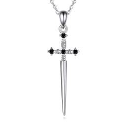 URONE Schwert Halskette Für Männer Sterling Silber Schwert Anhänger Halskette Gothic-Schmuck Geschenk Für Frauen Männer von URONE