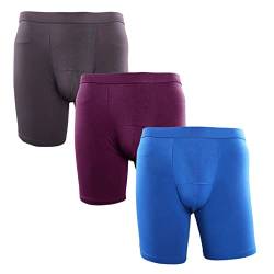 URROA Boxershorts Herren 3 Packungen Herrenunterwäsche Sport Langbeinige Unterwäsche Modal Boxer Running Anti-Wear Leg Long Boxer,grau+lila+blau,7XL von URROA