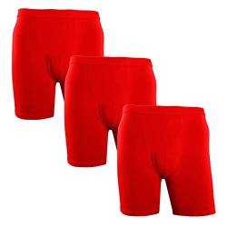 URROA Herren Boxershorts 3 Packungen Herrenunterwäsche Sport Langbeinige Unterwäsche Modal Boxer Running Anti-Wear Leg Long Boxer,rot + Rot + Rot,XL von URROA