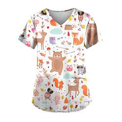 Kasack, V-Ausschnitt Tier Gedruckt T Shirt Kleider, Lässig Freizeit Shirt Bedrucken, Unterziehshirt Damen, T Shirt Damen, Flippige Oberteile Damen,Orange,Small von URSING