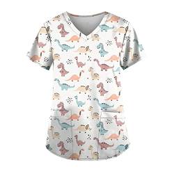 Kasack Damen, V-Ausschnitt Cartoon-Druck Batik Shirt, Komfortabel Gestalten Shirts Damen, Großer Bruder Shirt, Basic Shirt Damen, Damen Longshirt,Orange,Small von URSING