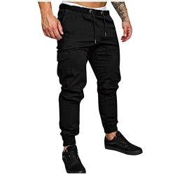 URSING Hose Herren Freizeithose Einfarbig Cargohose Herren Jogginghose mit Kordelzug Casual Hose mit Taschen für viele Outdoor-Aktivitäten Atmungsaktiv Outdoorhose Sporthose von URSING