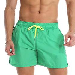 URVIP Badehose Herren Badeshorts Beachshorts Schwimmhose Trainingshose mit Mesh-Futter und Verstellbarem Tunnelzug Grün XXXXL von URVIP