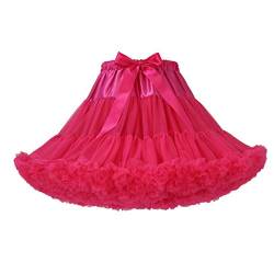 URVIP Damen Petticoat Tutu Tüllrock 50er Kurz Ballet Tanzkleid Unterrock Cosplay Crinoline Rockabilly für Karneval Partykleid One Size Fuchsia von URVIP