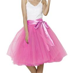 URVIP Damen's Rock Tutu Polyester Damenrock Tütü Cosplay Kurz Tanzkleid Party Minirock Pettiskirt Tüllrock Unterrock Sommer Falten Rock S Pfirsich von URVIP