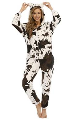 URVIP Unisex-Erwachsener Overall Tierpyjamas Halloween Cosplay Kostüme Nachtwäsche Freizeitkleidung Partybekleidung Kaffee Kuh Drucken XL von URVIP