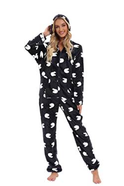 URVIP Unisex-Erwachsener Overall Tierpyjamas Halloween Cosplay Kostüme Nachtwäsche Freizeitkleidung Partybekleidung Schwarz mit Schafen S von URVIP