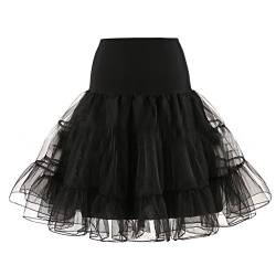 URVIP Wedding Bridal 1950 Petticoat Reifrock Unterrock Petticoat Crinoline für Rockabilly Kleid Schwarz Large von URVIP